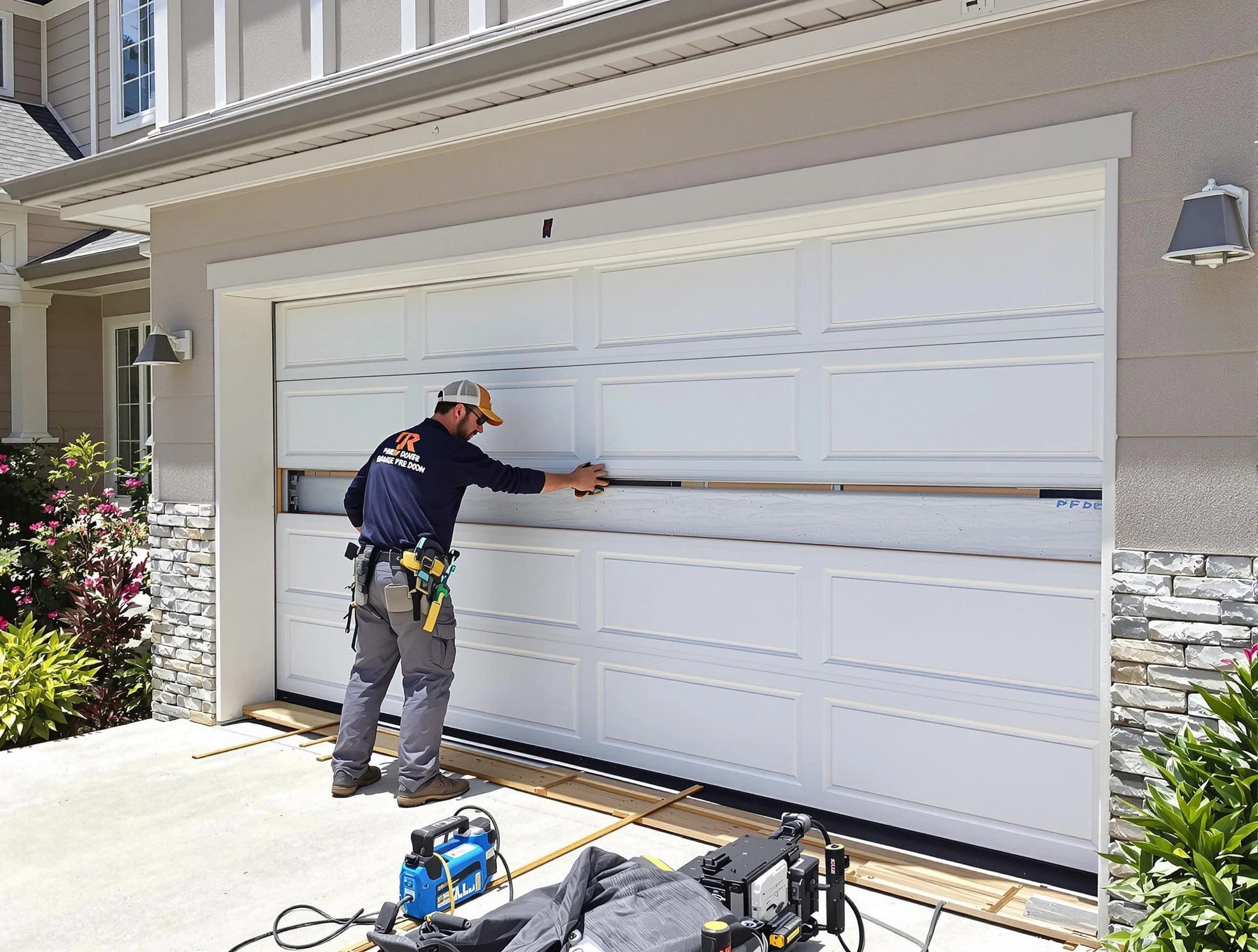 Hillsborough Garage Door Repair team performing complete garage door replacement at Hillsborough residence