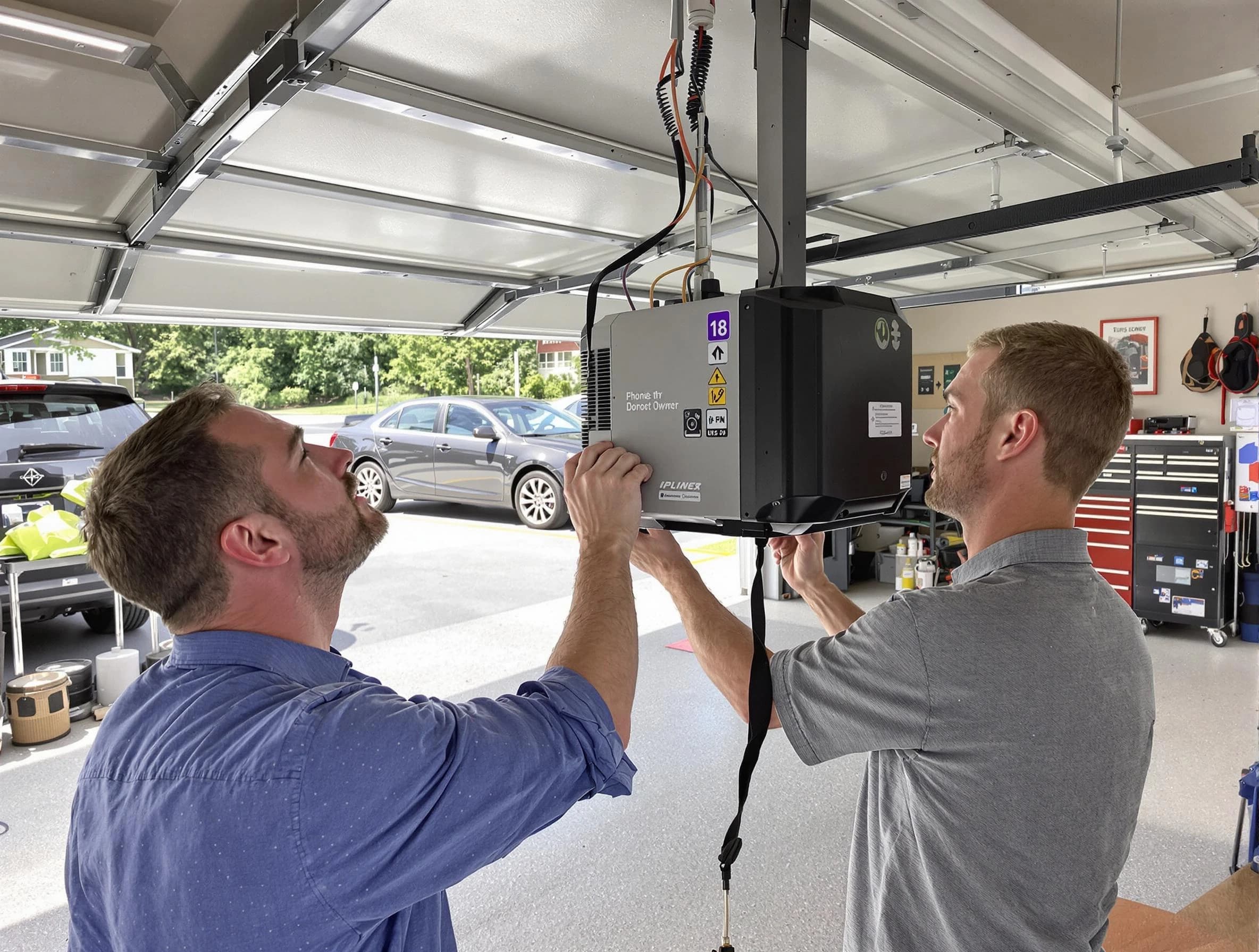 Hillsborough Garage Door Repair technician installing garage door opener in Hillsborough